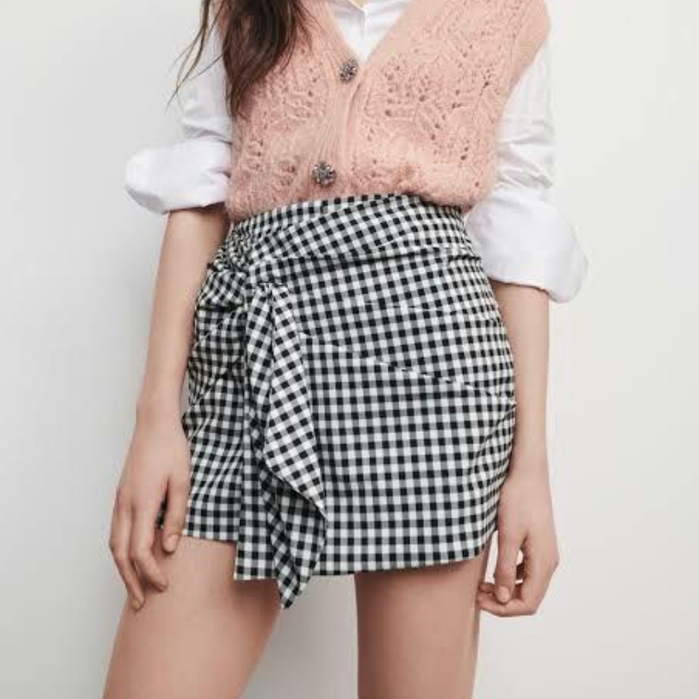 Zara Black and White Checkered Skort